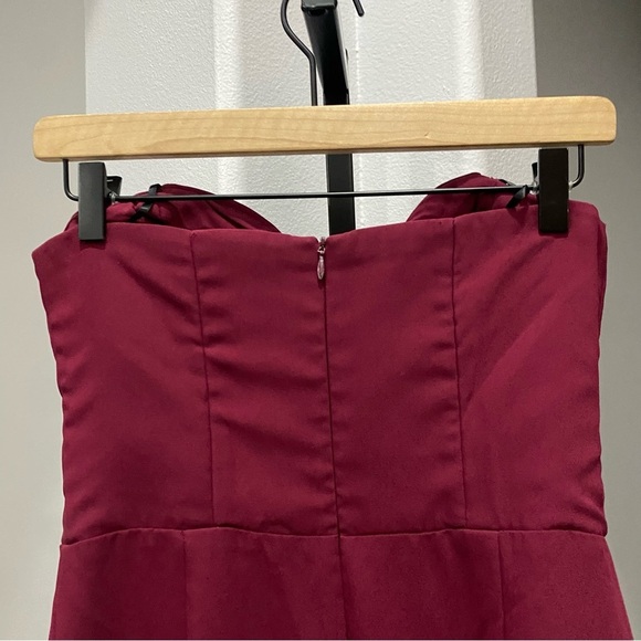 Amanda Uprichard Red Maroon Burgundy Formal Cocktail Maxi Strapless Dress Small - Picture 6 of 8